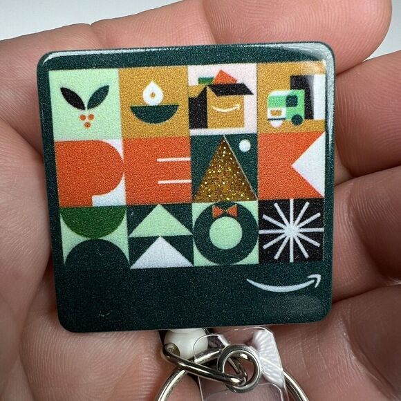 Badge Holder Retractable Peak season Amazon Warehouse New! Keychain - Picture 2 of 3